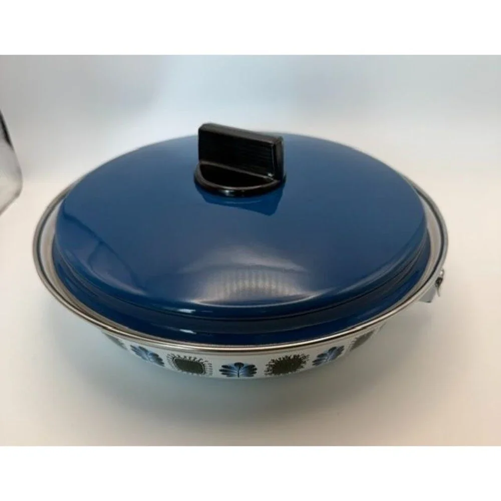 Austria Email Universal 8” Fry Pan Enamel Cookware Blue Green Peacock No Handle